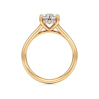 Split Plain Hidden Halo Marquise Engagement Ring