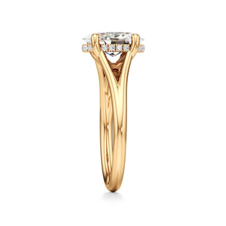 Split Plain Hidden Halo Marquise Engagement Ring