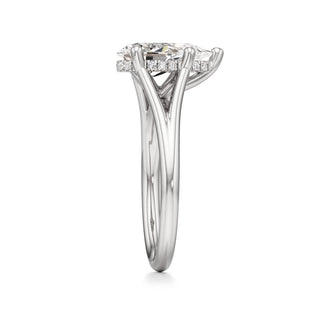 Split Plain Hidden Halo Marquise Engagement Ring