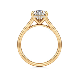 Split Plain Hidden Halo Marquise Engagement Ring