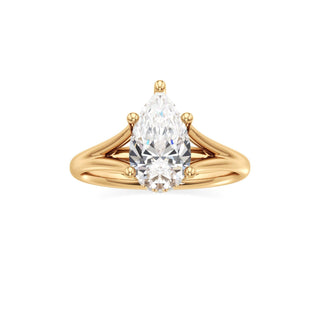 Split Plain Hidden Halo Marquise Engagement Ring