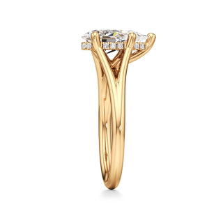 Split Plain Hidden Halo Marquise Engagement Ring