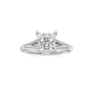 Split Plain Hidden Halo Marquise Engagement Ring