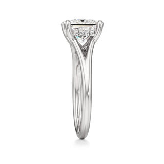 Split Plain Hidden Halo Marquise Engagement Ring