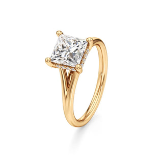 Split Plain Hidden Halo Marquise Engagement Ring