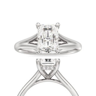 Split Plain Hidden Halo Radiant Engagement Ring