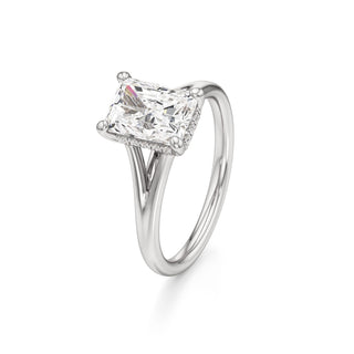 Split Plain Hidden Halo Marquise Engagement Ring