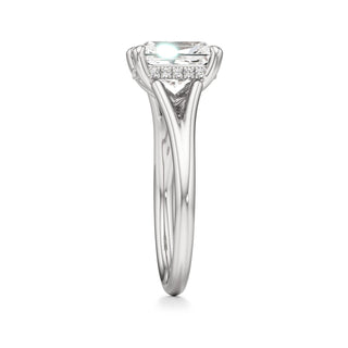 Split Plain Hidden Halo Marquise Engagement Ring