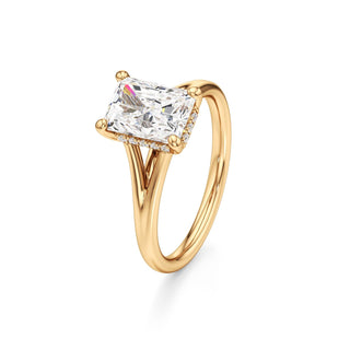 Split Plain Hidden Halo Marquise Engagement Ring
