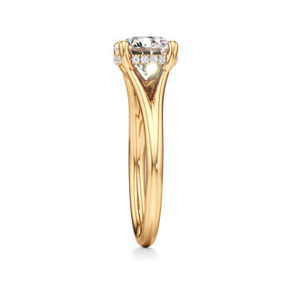 Split Plain Hidden Halo Marquise Engagement Ring