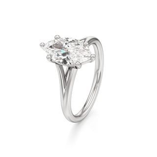 Split Plain Six Prong Marquise Engagement Ring