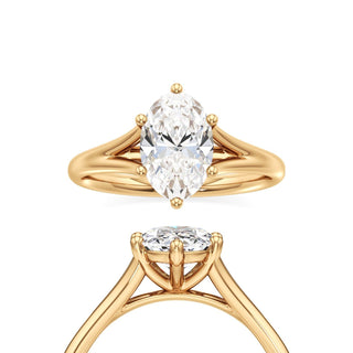 Split Plain Six Prong Oval Engagement Ring