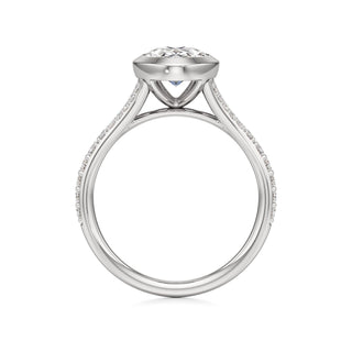 Split Prong Set Bezel Emerald Engagement Ring