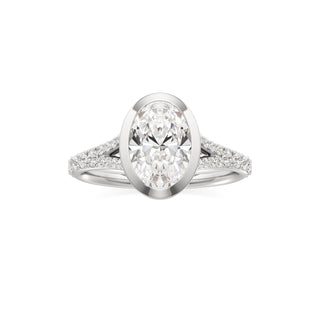 Split Prong Set Bezel Emerald Engagement Ring