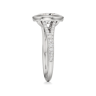 Split Prong Set Bezel Emerald Engagement Ring