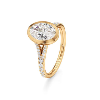 Split Prong Set Bezel Emerald Engagement Ring