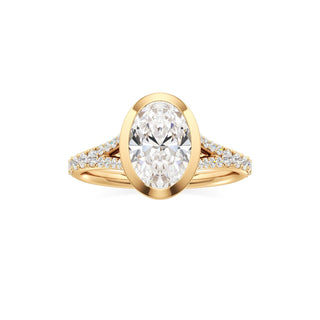 Split Prong Set Bezel Emerald Engagement Ring