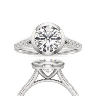Split Prong Set Bezel Radiant Engagement Ring