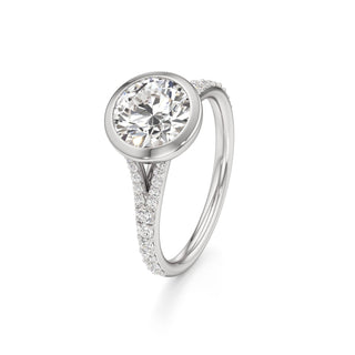Split Prong Set Bezel Emerald Engagement Ring