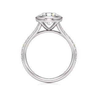 Split Prong Set Bezel Emerald Engagement Ring