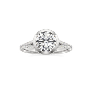 Split Prong Set Bezel Emerald Engagement Ring