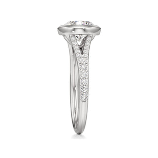 Split Prong Set Bezel Emerald Engagement Ring