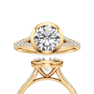 Split Prong Set Bezel Round Engagement Ring