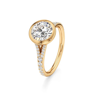Split Prong Set Bezel Emerald Engagement Ring