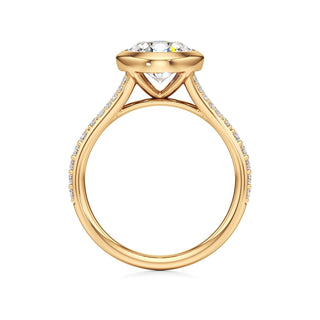 Split Prong Set Bezel Emerald Engagement Ring