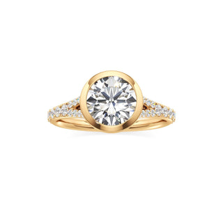 Split Prong Set Bezel Emerald Engagement Ring