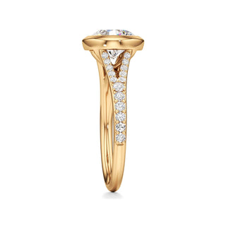 Split Prong Set Bezel Emerald Engagement Ring