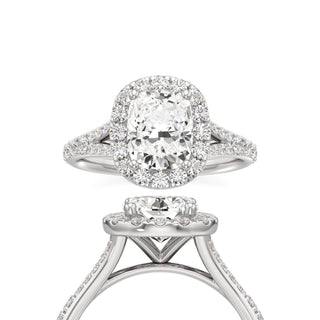 Split Prong Set Halo Round Engagement Ring