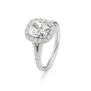 Split Prong Set Halo Round Engagement Ring