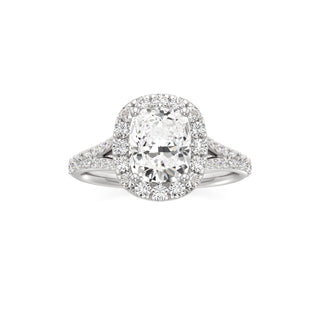 Split Prong Set Halo Round Engagement Ring