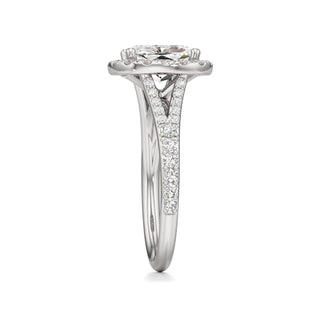 Split Prong Set Halo Round Engagement Ring