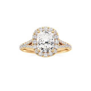 Split Prong Set Halo Round Engagement Ring