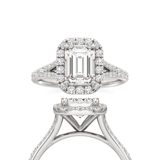 Split Prong Set Halo Round Engagement Ring