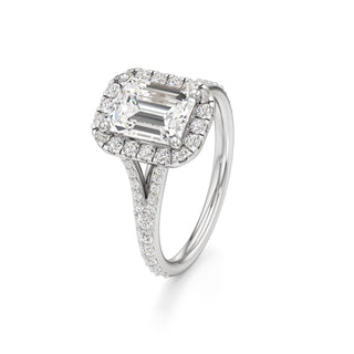 Split Prong Set Halo Round Engagement Ring