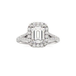 Split Prong Set Halo Round Engagement Ring