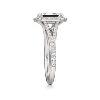 Split Prong Set Halo Round Engagement Ring
