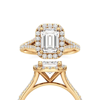 Split Prong Set Halo Round Engagement Ring