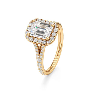 Split Prong Set Halo Round Engagement Ring