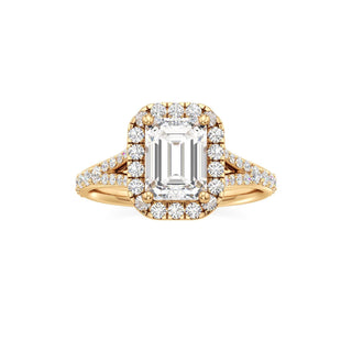 Split Prong Set Halo Round Engagement Ring