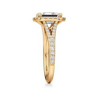 Split Prong Set Halo Round Engagement Ring