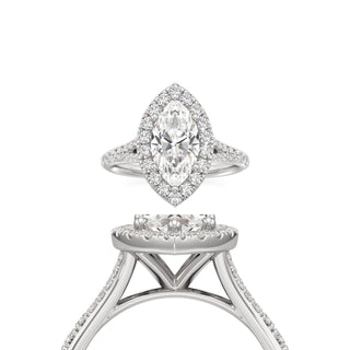 Split Prong Set Halo Round Engagement Ring