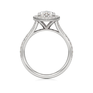 Split Prong Set Halo Round Engagement Ring