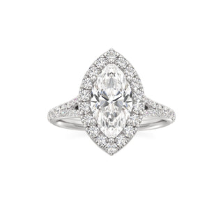 Split Prong Set Halo Round Engagement Ring