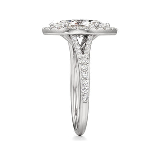 Split Prong Set Halo Round Engagement Ring