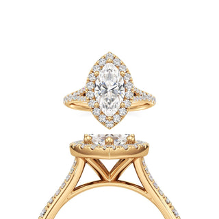 Split Prong Set Halo Round Engagement Ring