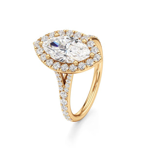 Split Prong Set Halo Round Engagement Ring
